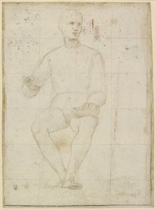 (recto) Studie van een zittende man door Raffaello Sanzio Raphael